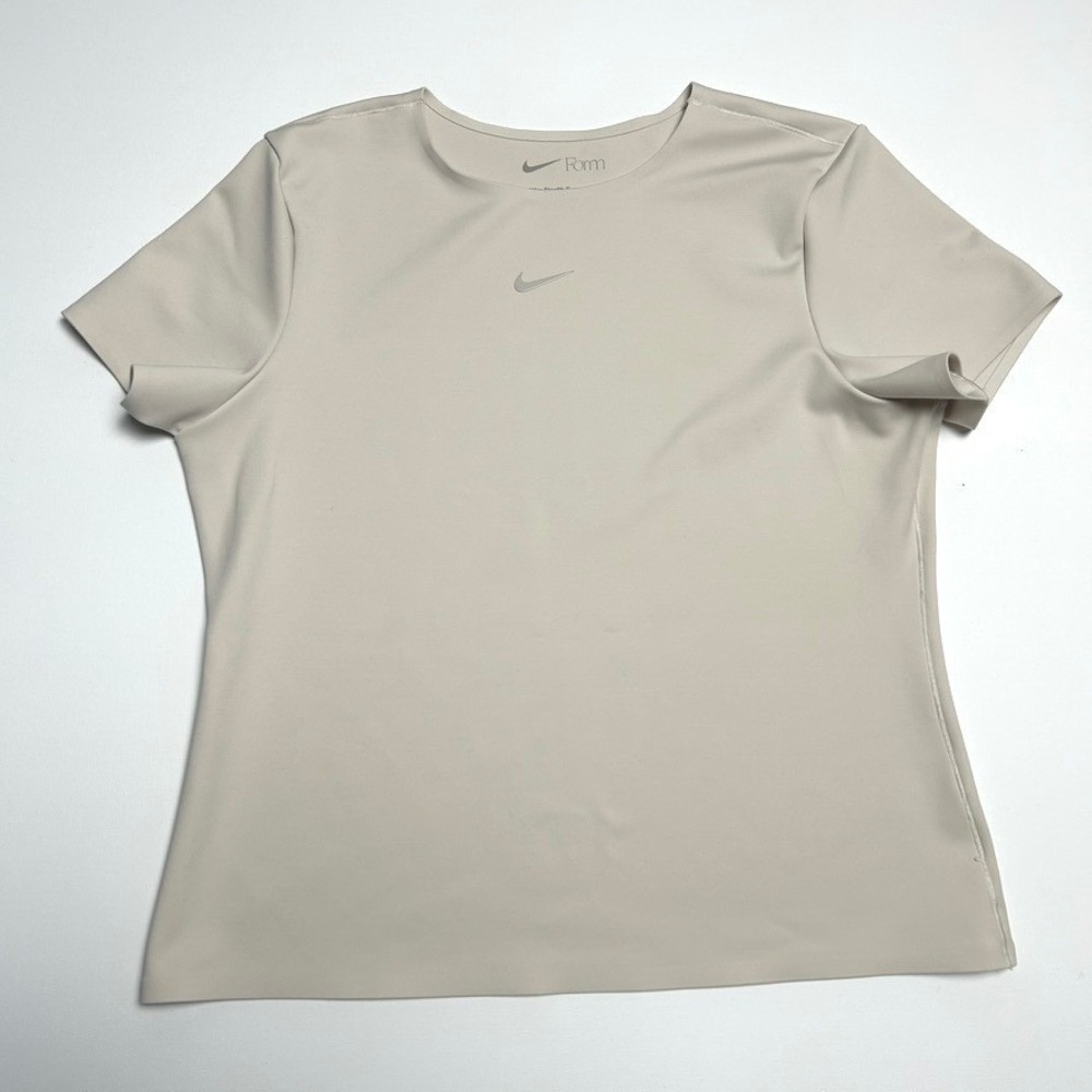 Nike Form Women Stealth Evaporation Athletic Cream Shirt L Training Running Gym
